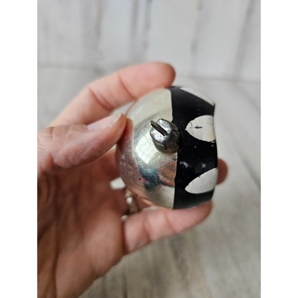Vintage Black indent reflector ball silver ornament glass Xmas tree - Picture 8 of 10